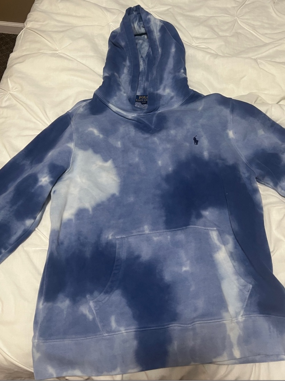 Polo by Ralph Lauren Blue Tie-Dye Zip-Up Hoodie Sweater